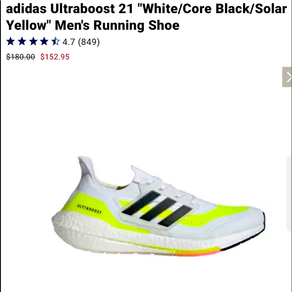 Unisex Adidas Ultraboost 21- (M 9/ W 10.5)